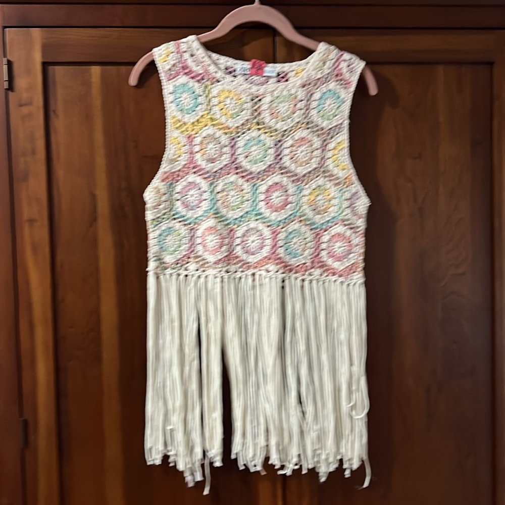 Zara Multicolor Crochet Fringe Crop Top - Picture 2 of 5